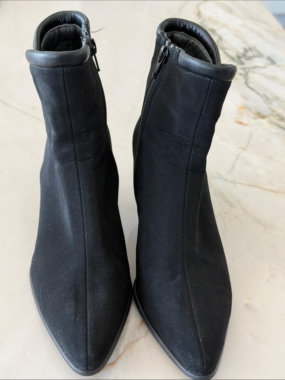 Stuart Weitzman Black Pointed Toe Zip Ankle Booties